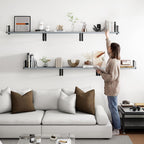 Floating Shelves, 24 In Bookshelves for Room Wall, Shelves on Wall (Grey)