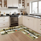 Non Slip Kitchen Mats for Floor Washable Kitchen Rugs Sets of 3, Khaki
