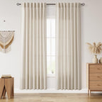 Boho Linen Curtains 80 Inch Length by Nanspring