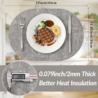 homing Heat Resistant Oval Placemats Set of 6, Light Grey