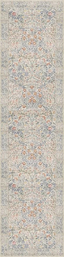 Hazo Haus Washable Beige Blue 2x10 Runner Rug - Image 2