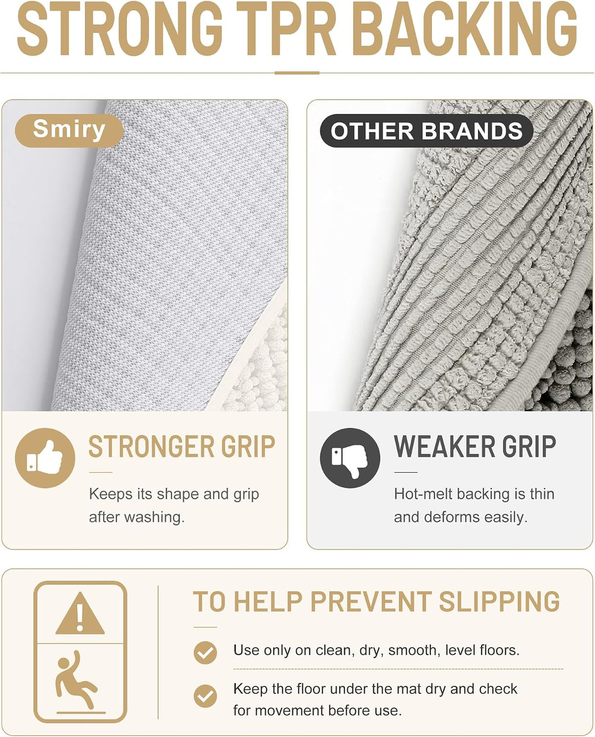 Smiry Thick Bathroom Rugs 30x20, Extra Soft Absorbent Chenille Bath Mat