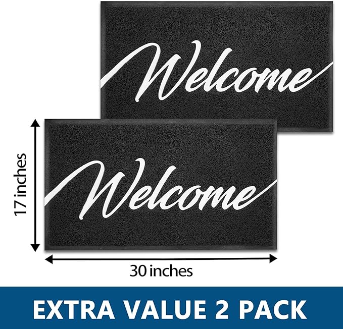 EARTHALL Door Mat 2-Pack Outside Inside Welcome Doormat 30"x17.5" Durable Floor - Image 3