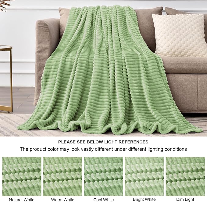 BEDELITE Fleece Throw Blanket for Couch – 3D Ribbed Jacquard Soft and Warm - Image 6