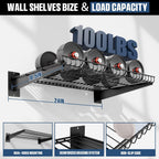 Garage Wall Shelving 24"x16.5" 2-Pack, Wall Mounted Shelves, Black