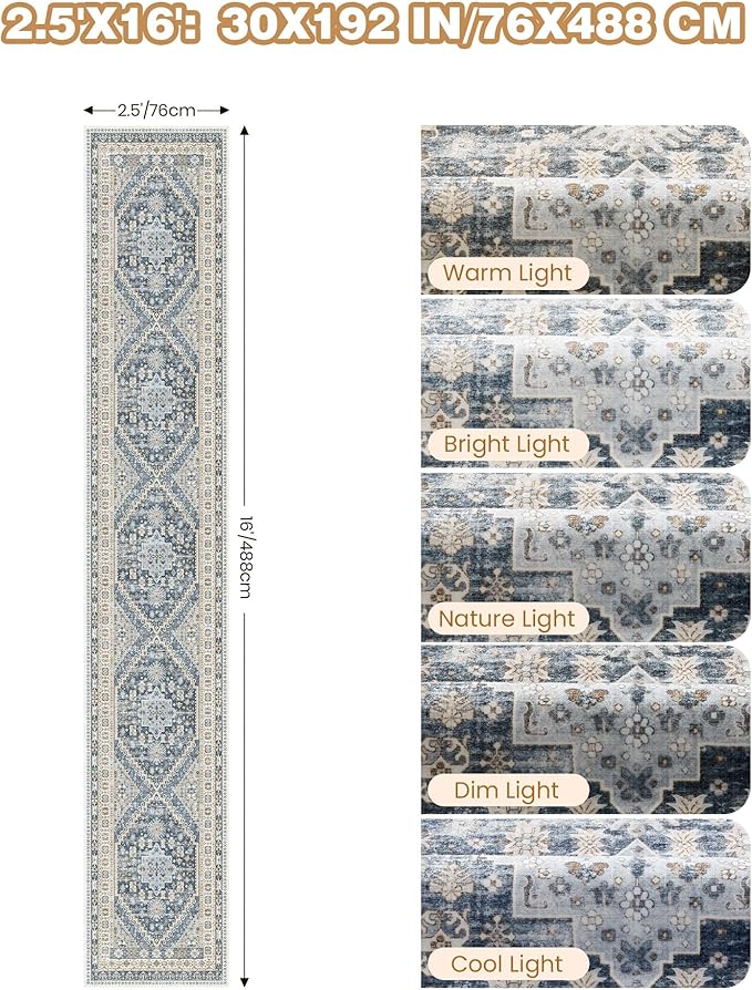 Washable Runner Rug 2.5x16, Non-Slip Long Kitchen Mats - Image 2