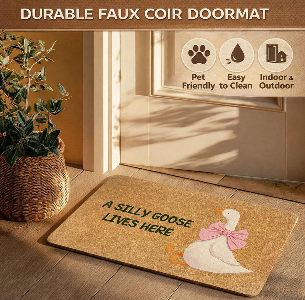 A Silly Goose Lives Here Door Mat