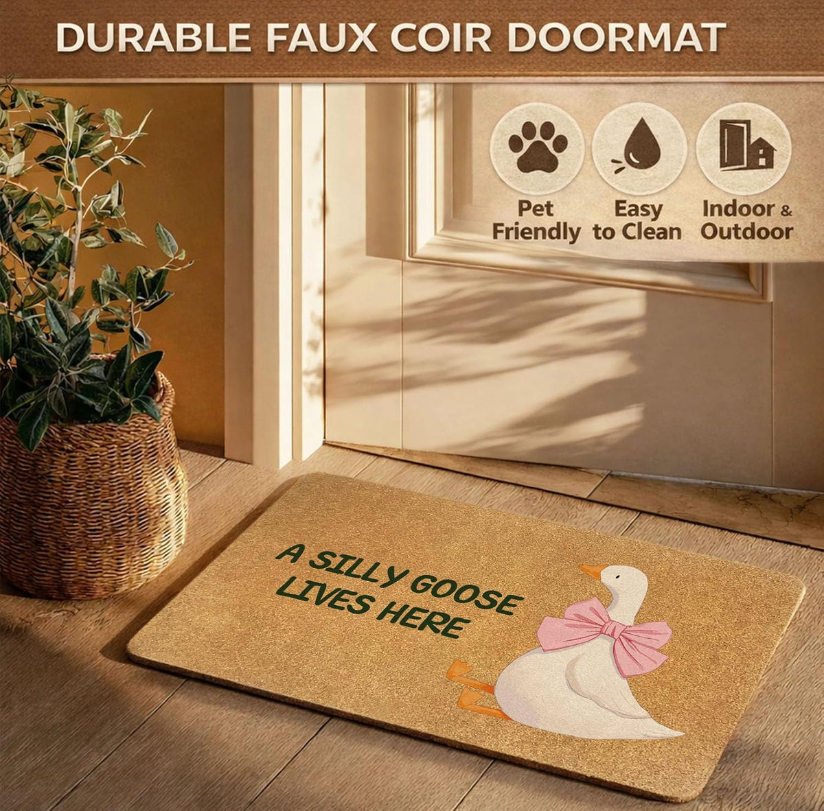A Silly Goose Lives Here Door Mat