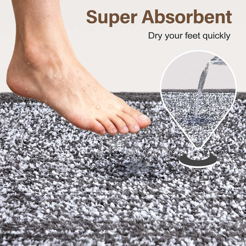 48x32 Large Bathroom Rugs Non Slip Washable, Soft Absorbent Bath Mat Grey