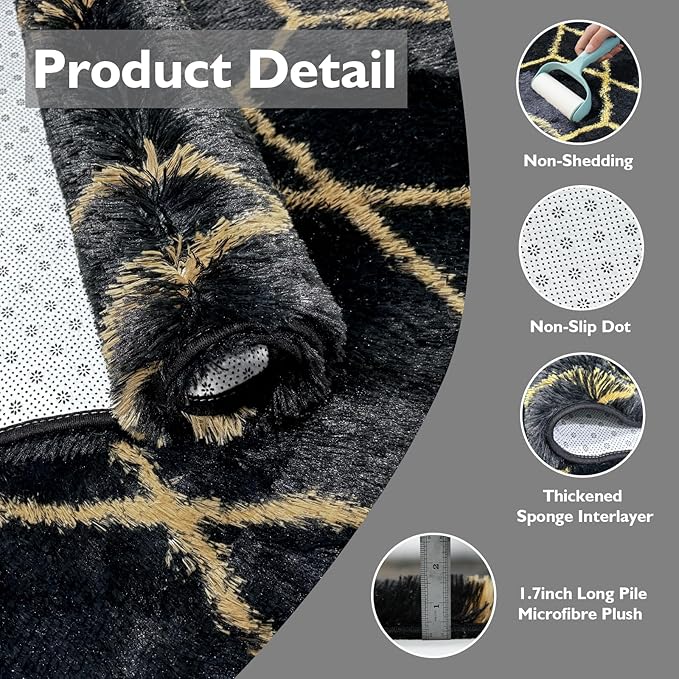 6x9 Fluffy Area Rugs for Living Room, Shag Area Rug for Bedroom, Geometric Soft - Image 3