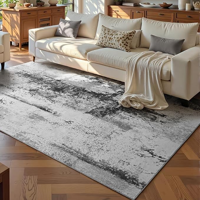 Ompaa Living Room Rug 5x8 Ink Black Area Rug Machine Washable Boho Rug Non Slip - Image 2