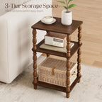Yoobure Small Side Table - Walnut End Tables Living Room with Spindle Legs