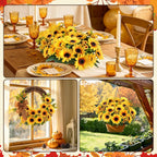 AmyHomie Artificial Sunflowers for Outdoors Fall Decor, 2 Bouquets