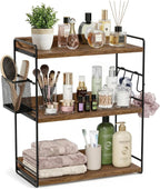 3-Tier Bathroom Counter Organizer and Storage with Basket, Brown
