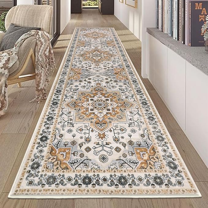 HEBE Hallway Runner Rug 2'x8' Washable Vintage Distressed Area Rugs Non Slip - Image 7