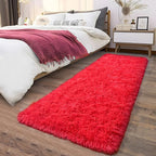 Soft Runner Rugs for Bedroom Hallways, 2x6 Red Fluffy Shag Throw Area Rug Non - Image 2