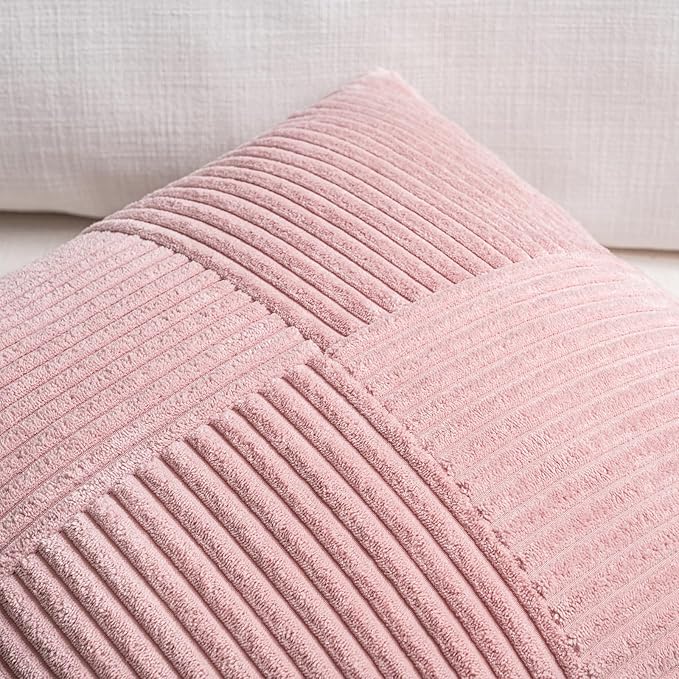 Fancy Homi 2 Packs Blush Pink Samll Decorative Throw Pillow Covers 12x12 Inch - Image 3
