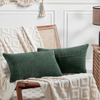 Fancy Homi Set of 2 Dark Green Long Lumbar Decorative Throw Pillow Covers 14x24 by Fancy+Homi