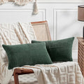 Fancy Homi Set of 2 Dark Green Lumbar Decorative Throw Pillow Covers 14x22 Inch by Fancy+Homi