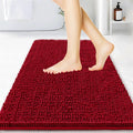 BOANKODU Bathroom Rugs 36x24, Extra Soft Absorbent Chenille Bath Rugs, PVC Backing Quick Dry, Machine Washable Bath Mats for Bathroom Floor, Tub and Shower, Home Decor Accessories,Burgundy