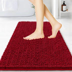 BOANKODU Bathroom Rugs 36x24, Extra Soft Absorbent Chenille Bath Rugs, PVC Backing Quick Dry, Machine Washable Bath Mats for Bathroom Floor, Tub and Shower, Home Decor Accessories,Burgundy