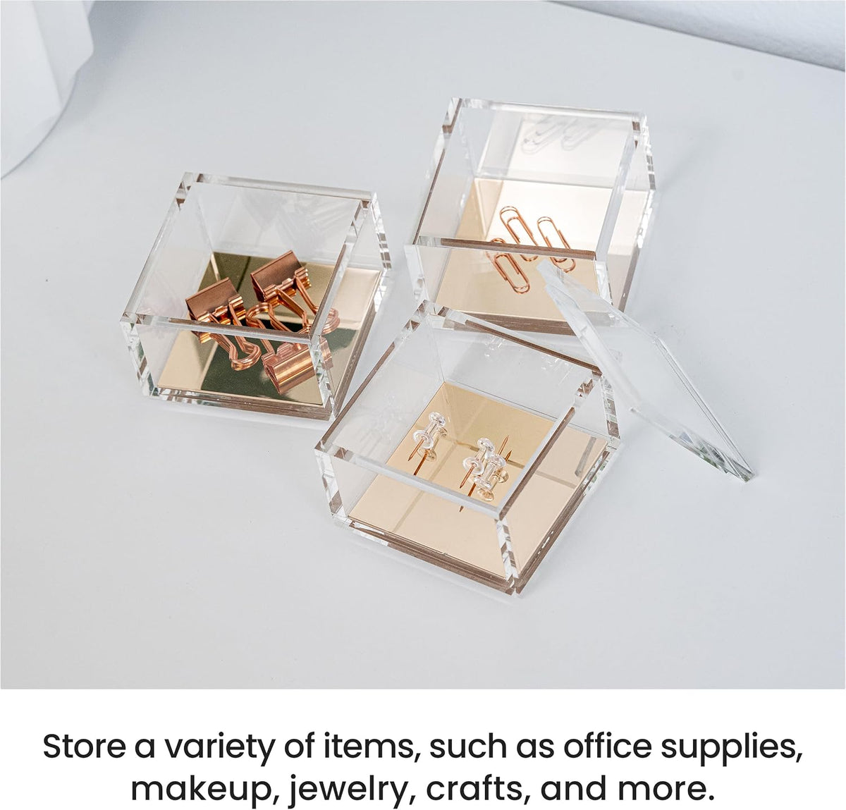 3-Tier Stackable Acrylic Holder, Clear with Gold Metal Base
