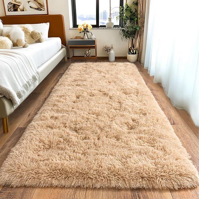 Pionblank Fluffy Runner Rugs for Bedroom 2x6, Modern Shaggy Area Rug for by PIONBLANK