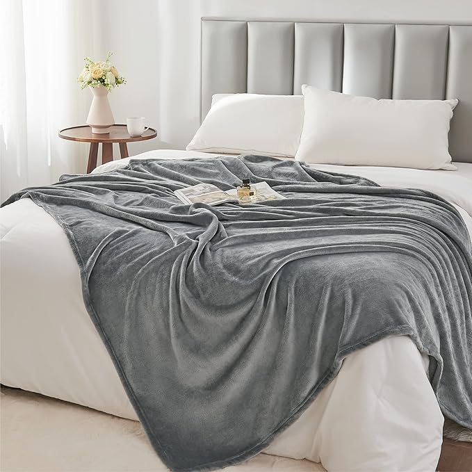BEDELITE Fleece Blankets Queen Size Grey Throw Blankets - Image 5