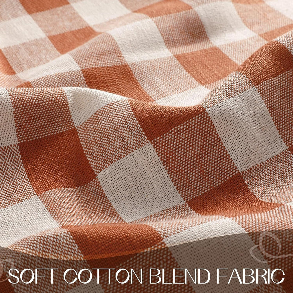 Romanstile Fall Gingham Tassel Tablecloth Rectangle - 55 x 102 Inch, Orange