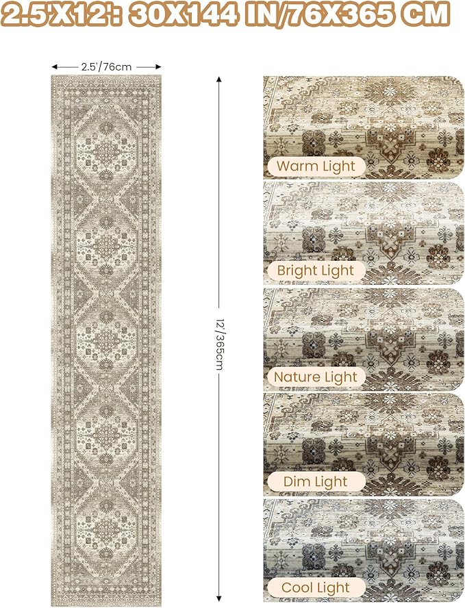 Carpet Runners for Hallway 12ft, Non-Slip Long Bathroom Rugs Runner for Kitchen - Image 2