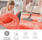 OLANLY Coral Red Round Rugs for Bedroom - Image 3