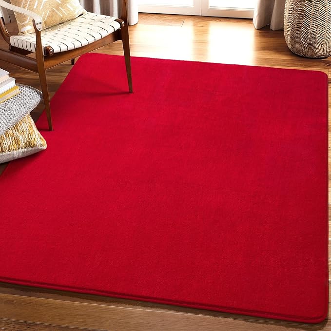 Amearea 4x4 Square Area Rugs for Bedroom Living Room, Modern Red Thickened - Image 8