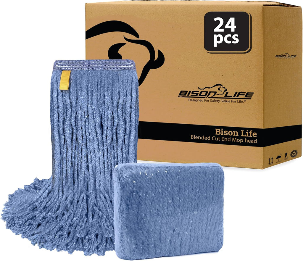 KLEEN HANDLER Blended Cut End Commercial Mop Head Replacement 24-Pack