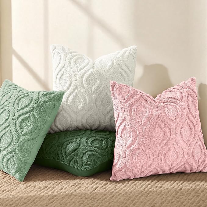 decorUhome Throw Pillow Covers 12x20 Inch Set of 2, Soft Plush Faux Wool Sage - Image 5
