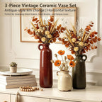 Antique Crack Glazed Ceramic Vase Set (3 Pieces)