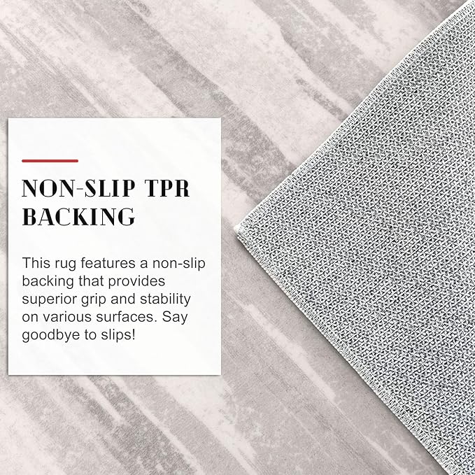 Lansny Modern Abstract Runner Rug 2x6, Neutral Light Beige and Grey Washable - Image 6