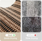 TYUU Waffle Bath Mat, Boho Bathroom Rugs Non Slip, 30x20 Black & Khaki