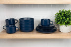 10 Strawberry Street Wazee Matte Coupe Dinnerware Set, 16 pc, Midnight Blue