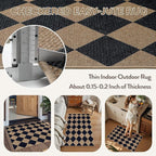 Lahome Colette Checkered Easy Jute Kitchen Rug, 2x3 Indoor Door Mat Small - Image 4