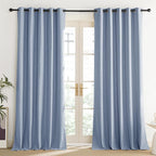NICETOWN Stone Blue Vintage Linen 100% Blackout Curtains - Image 2