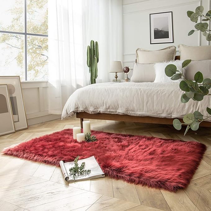 Ashler faux fur rug, Fluffy Shaggy Area Rug Ultra Soft 3 x 5 Feet Rectangle Fur - Image 2
