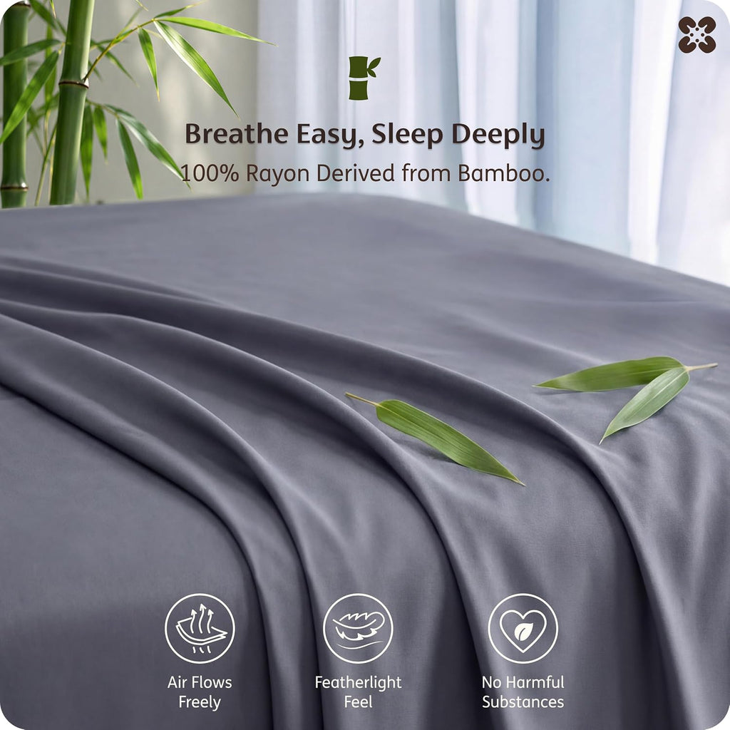 Bedsure PureWoven 100% Rayon Derived from Bamboo, Queen Sheets, 4 Pieces