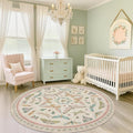 Pink Cute Butterfly 6ft Round Soft Rugs by HazoHaus
