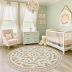 Pink Cute Butterfly 6ft Round Soft Rugs by HazoHaus