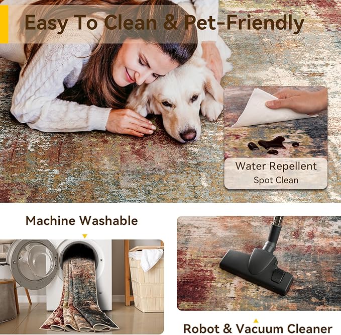 Washable Area Rugs 3'x5' Non-Slip Modern Abstract Soft - Image 5