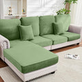 Couch Cover 8-Piece Elastic Velvet Couch Cushion Covers & Chaise Slipcovers by Taque