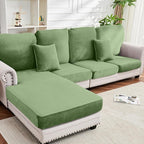 Couch Cover 8-Piece Elastic Velvet Couch Cushion Covers & Chaise Slipcovers by Taque