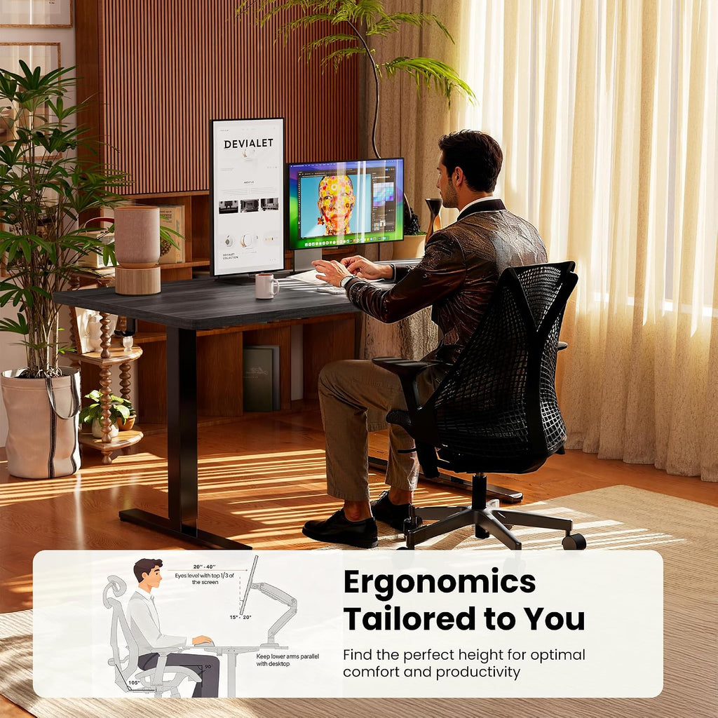 ErGear Height Adjustable Electric Standing Desk, 48 x 24 Inches Sit Stand up Desk, Memory Computer Home Office Desk, Grey