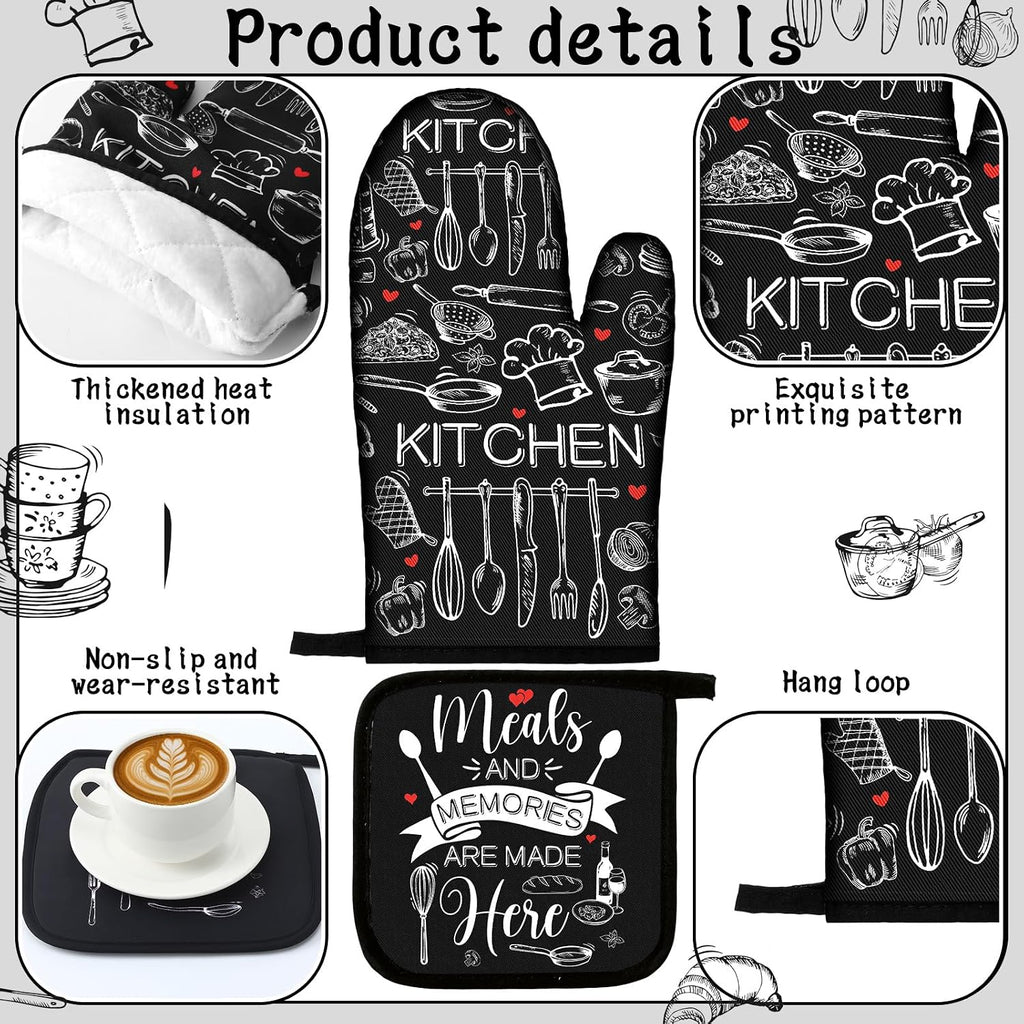 Fourluoo 10 Pcs Black and White Kitchen Decor and Accessories Set for Gifts