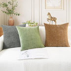 CaliTime Throw Pillow Covers Decorative 26 X 26 Inches Pack of 2 Cozy Chenille - Image 5